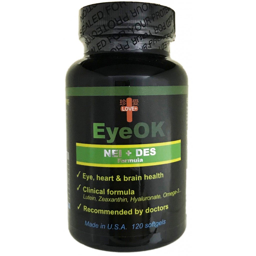 EYE OK|NEI + DES formula|FDA certification|120 soft capsules